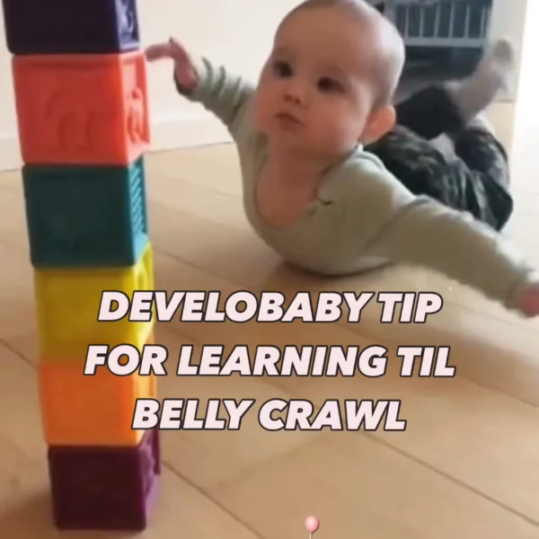 A super simple but surprisingly effective motor skills tip to encourage belly crawling: place something just out of you…